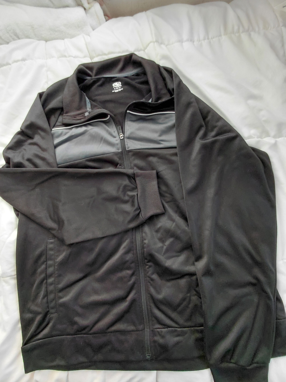Athletic Works Men's Black and Gray Colorblock Full-Zip Track Jacket